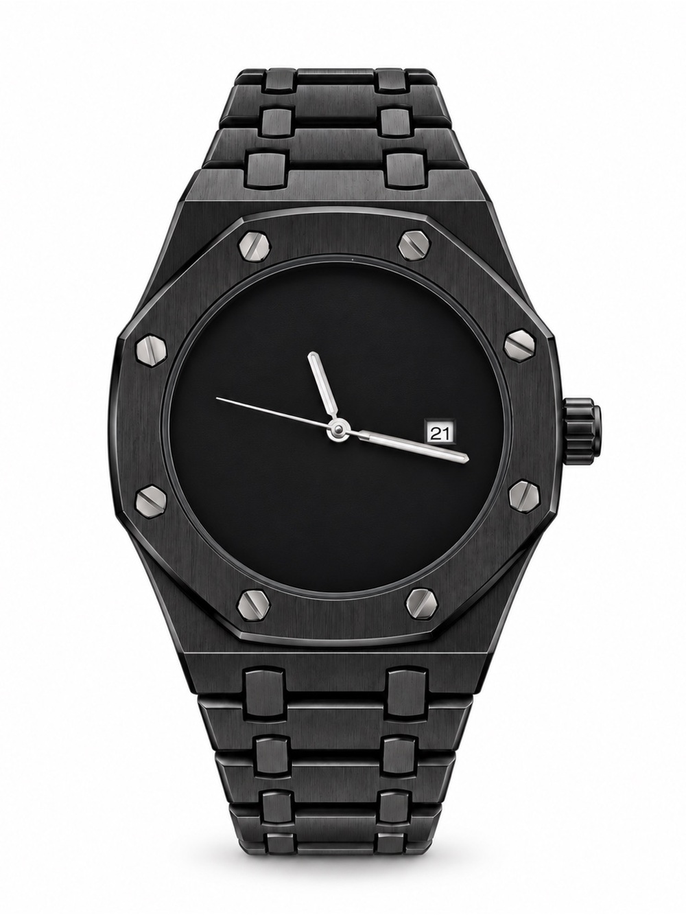 Black Octagonal Metal Watch Minimalist Luxury Style